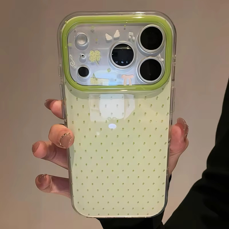 Apple Silikon-Softcase mit grünem Wellenpunkt-Kleeblattmuster für iPhone 17 Pro Max 16 15 14 13 12 11 Pro Stoßfeste TPU-Schutzhülle in Grün - Bild 2