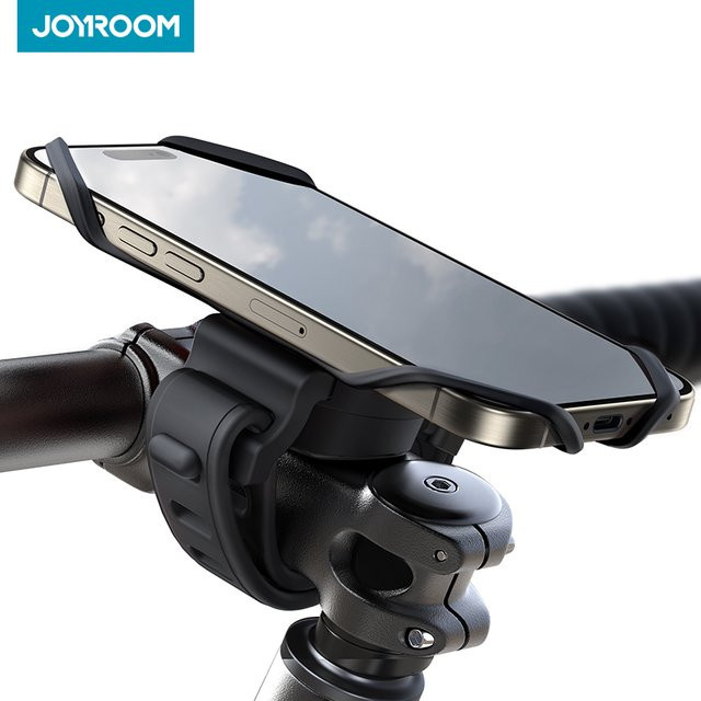 Joyroom Fahrrad-Telefonhalterung in Schwarz, universelle Handy-Halterung für Lenker von Fahrrad, Motorrad, Roller und ATV, passend für Smartphones von 7 bis 10,2 Zoll - Bild 1