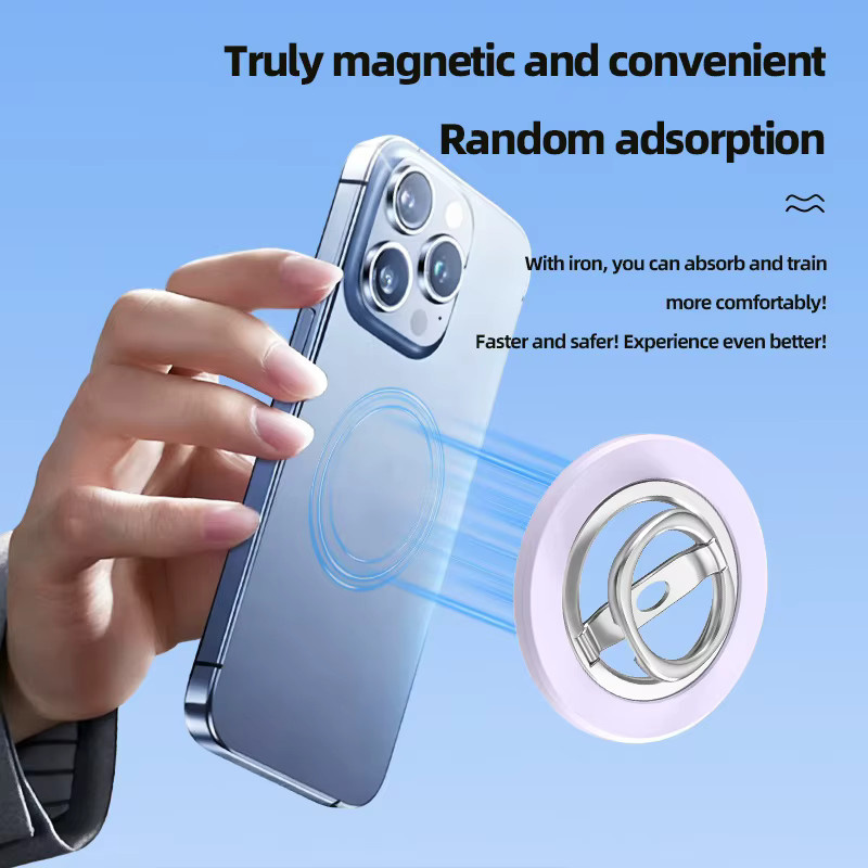 WSSHE Magnetischer Telefonständer mit 360 Grad Rotation und Fingerring-Unterstützung für MagSafe, Gelb - Bild 3