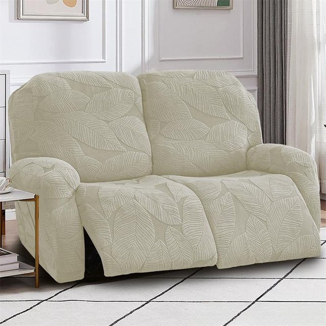 Dehnbarer Relax-Sofabezug von Yiran Furniture mit floralem Jacquard-Design in Beige für 1- bis 3-Sitzer Sessel und Sofas - Bild 1