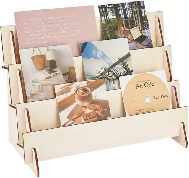Grußkarten Display Stand aus Holz mit 3 Ebenen als Organizer für Grußkarten und Aufkleber - Bild 1
