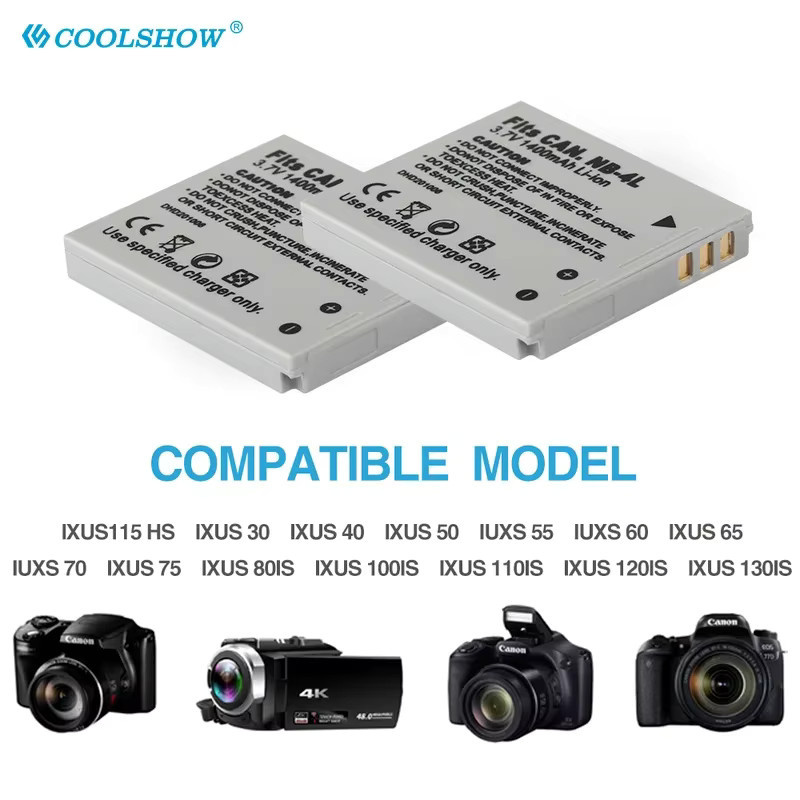 NB-4L Akku mit 1400 mAh und Ladegerät für Canon IXUS Serie - Bild 3