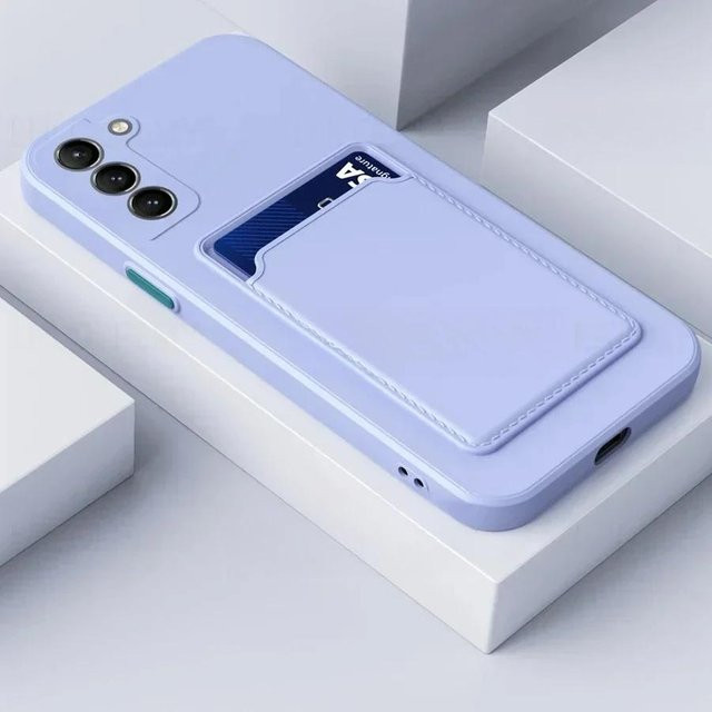 Silikon Schutzhülle mit Kartenhalter und Brieftasche für Samsung Galaxy S25, S25 FE, S25 Plus, S25 Ultra oder S25 Edge in Purple - Bild 1