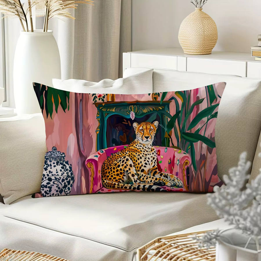 VIKAMA Botanischer Kissenbezug mit Leopardenmuster in Multicolour, Breite: 40 cm, Höhe: 40 cm - Bild 2