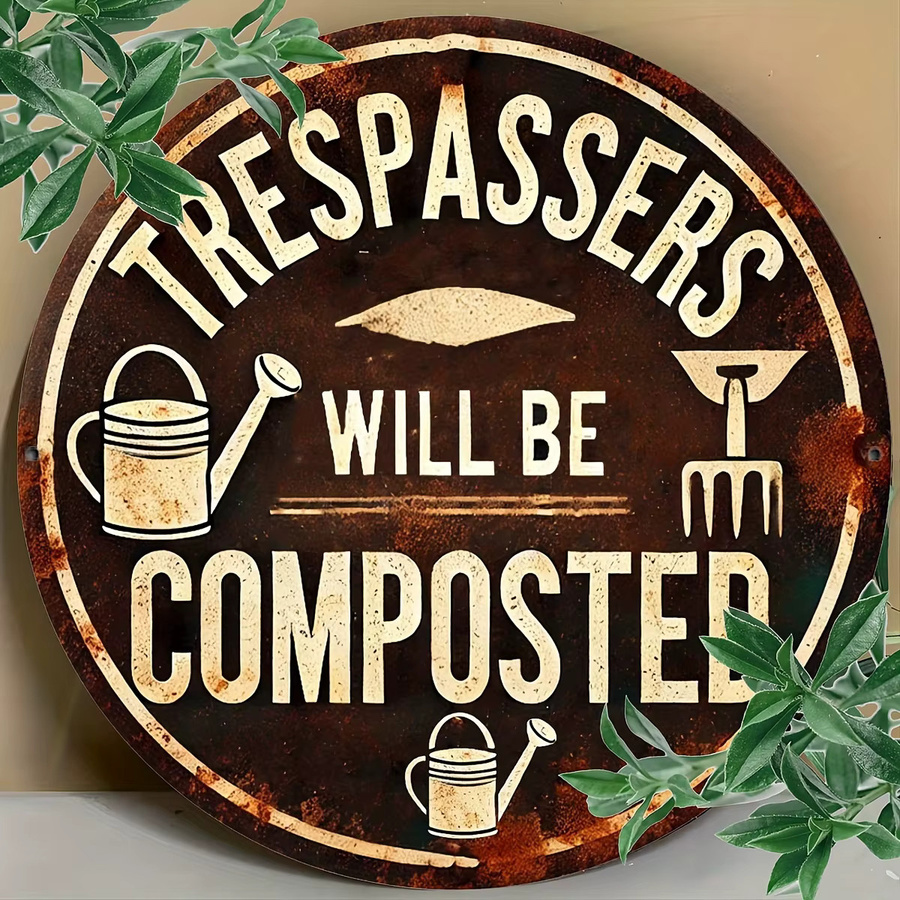 Vintage Aluminiumschild Potdemiel Trespassers Will Be Composed B/H: 19,8 x 19,8 cm - Bild 3