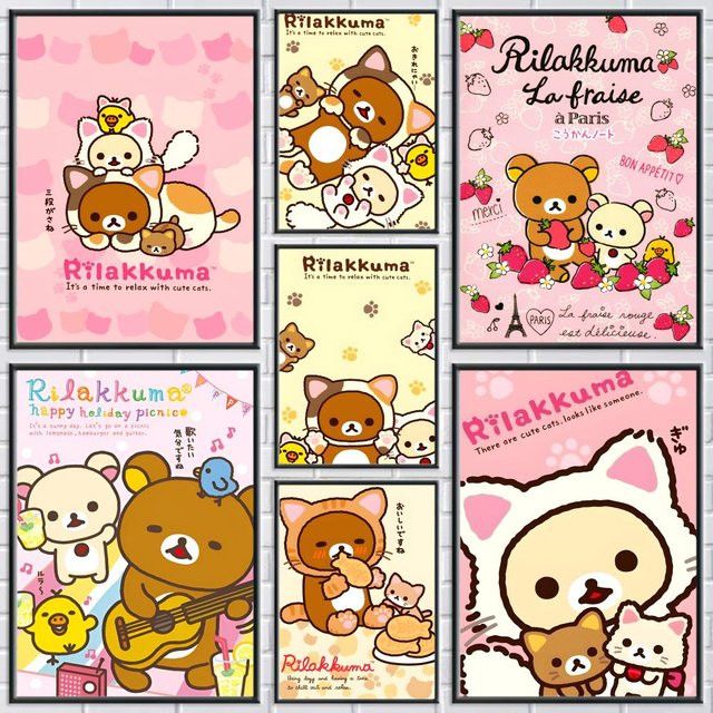 Rilakkuma Wandposter Black5 Moderne Wandkunst für dein Wohnzimmer oder Schlafsaal - Bild 1