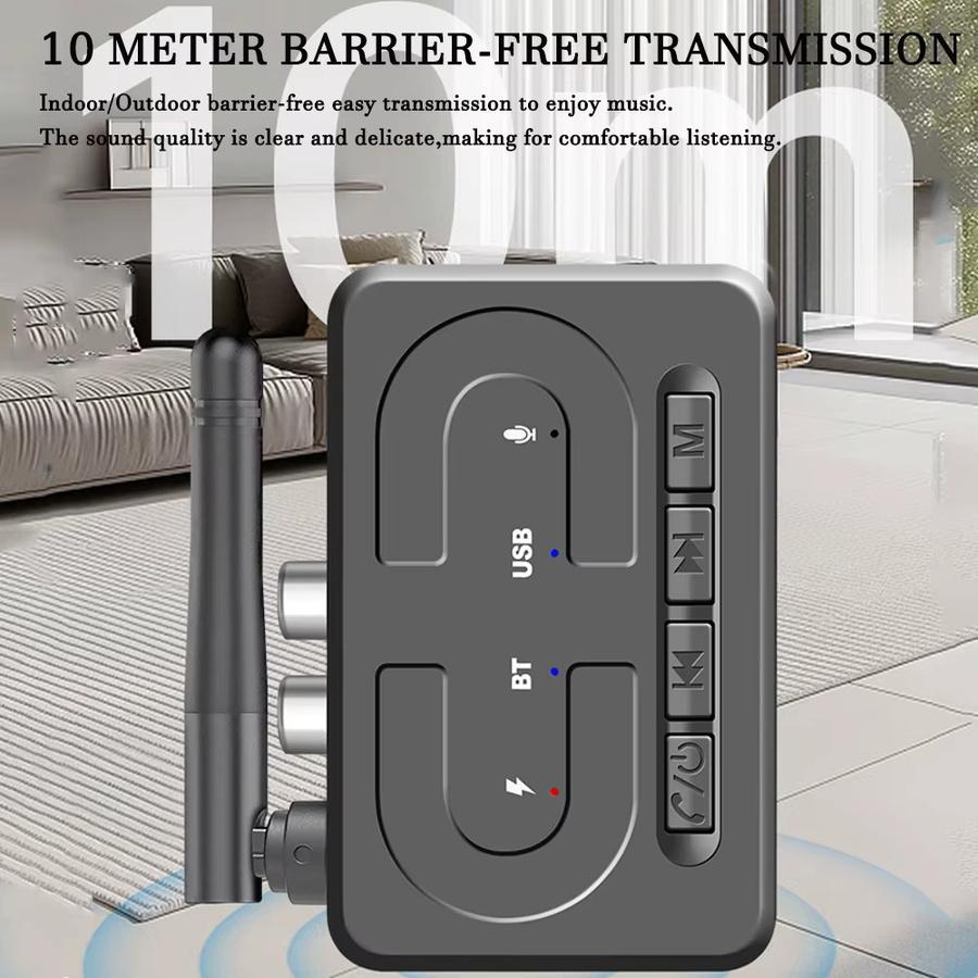 Kebidu Bluetooth 6.0 Audio Receiver Drahtloser Musik Adapter mit Mikrofon für Auto und Lautsprecher in Schwarz mit 3,5mm Jack und RCA Anschluss - Bild 6