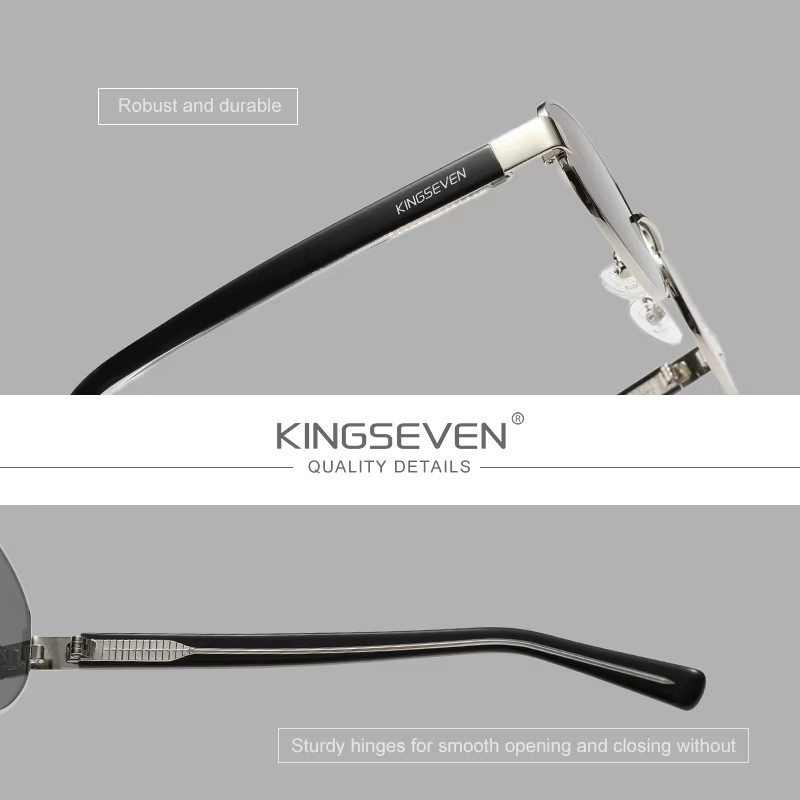 KINGSEVEN Sonnenbrille, Oval, Metall, Vollrand, Unisex, polarisiert - Bild 3