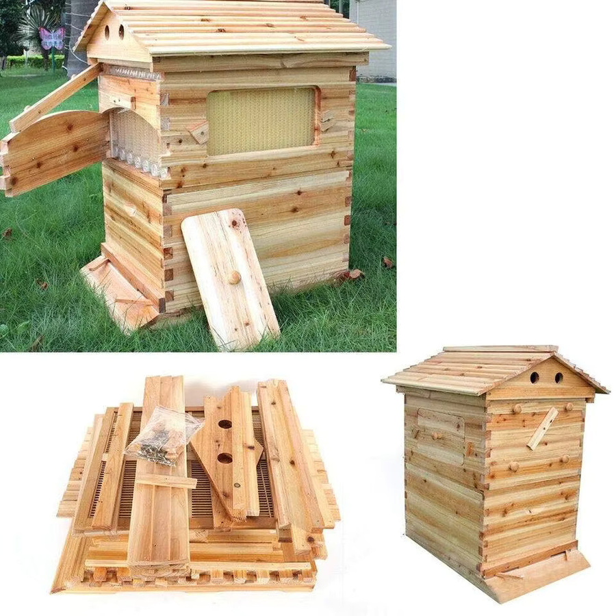 XMSJ Honey Flows Frame Beehive Automatisches Bienenstock-Kit in Lebensmittelqualität, Braun - Bild 3