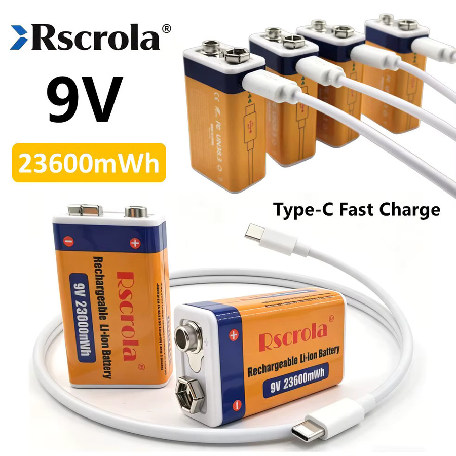 Rscrola Wiederaufladbare 9V Li-Ionen Batterie mit USB-C Anschluss, 23600mWh - Bild 6