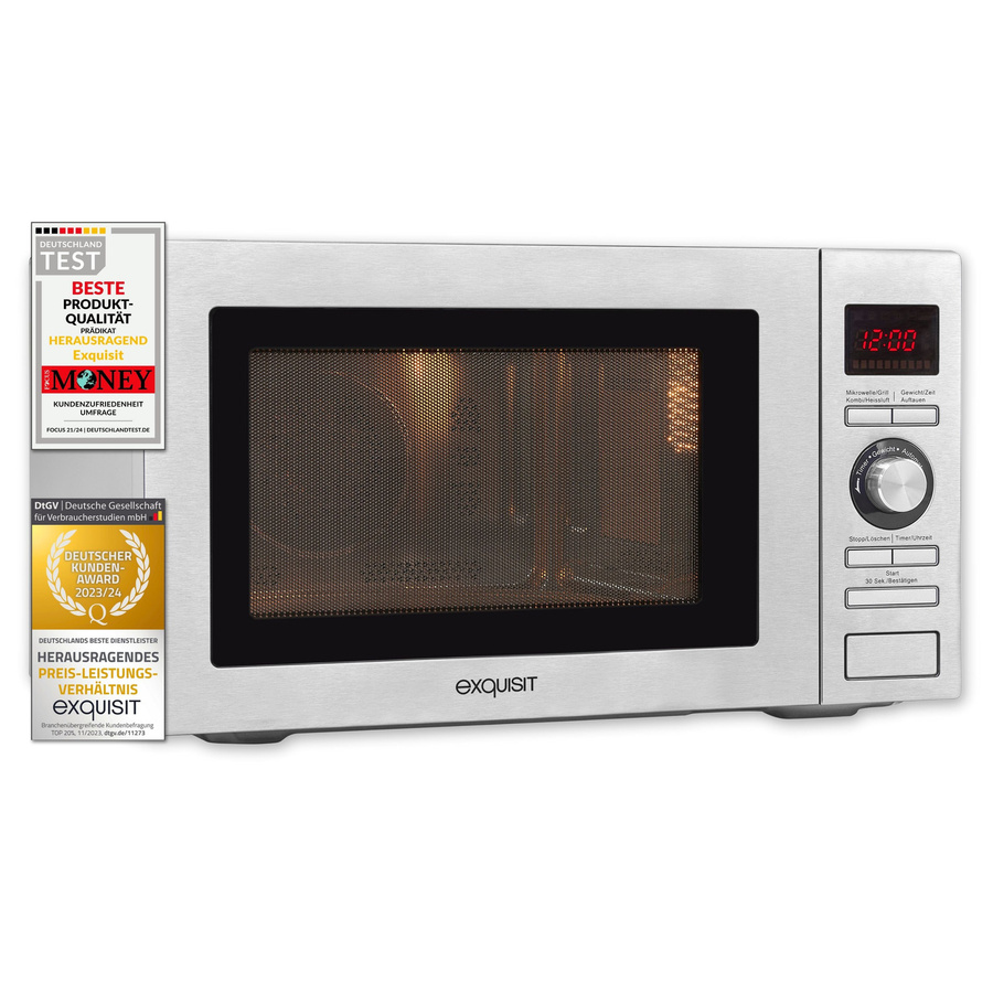 Exquisit MW59025H-3 Mikrowelle in Silber mit Grill, Heißluft und Konvektions-Kombinationsfunktion, B/T/H: 46,5 x 30,7 x 51,3 cm - Bild 1