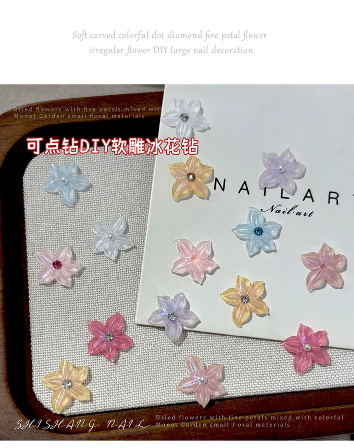 YYM Nagelcharms, 30 Stück, 3D Harz-Blumen, glänzend, transparent - Bild 5