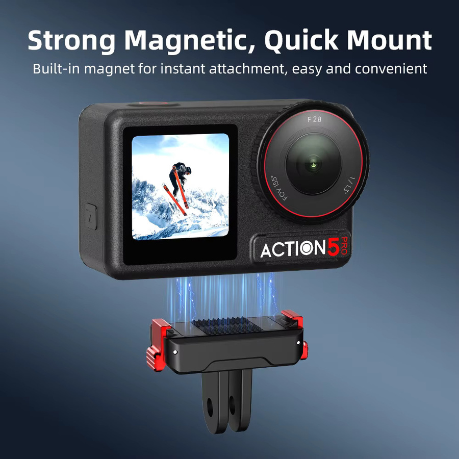 Flymile Magnetische Adapterbasis für DJI Action 5 Pro, 4 und 3 in Schwarz als Schnellverschluss-Erweiterungsstativ und Adapterhalterung - Bild 2