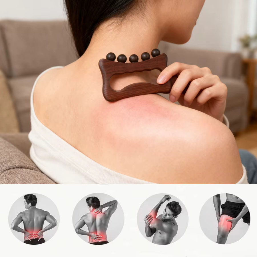 BOTQTOW Gua Sha Massagegerät aus Holz für Gesicht und Körper, Unisex - Bild 3