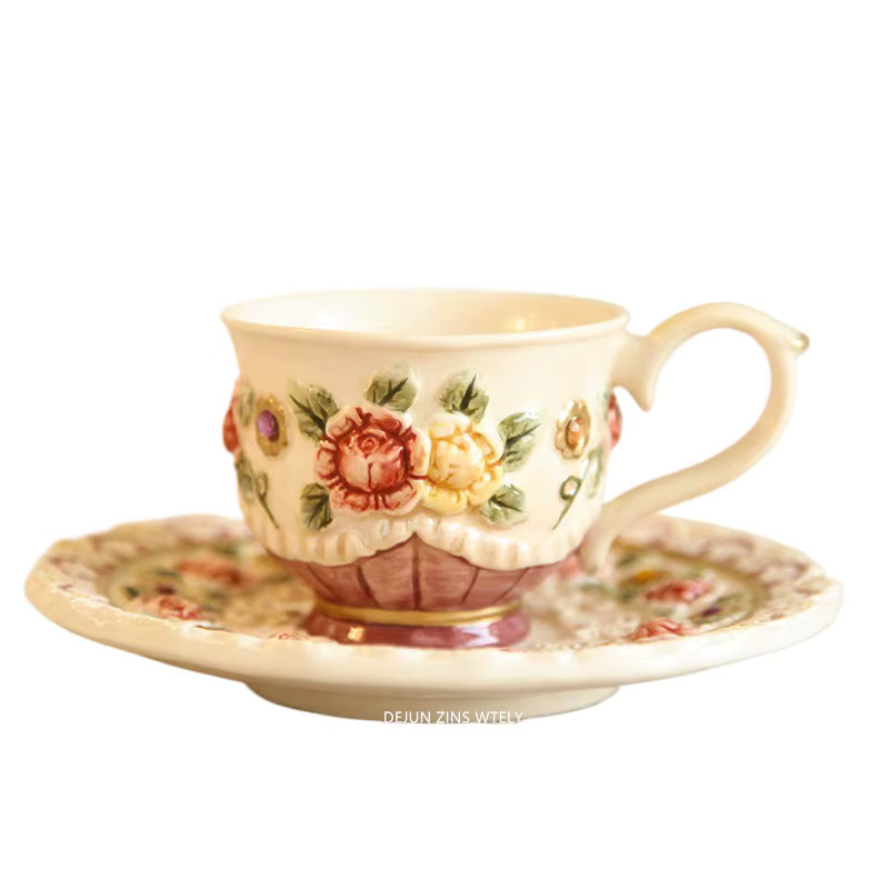 DEJUN ZINS WTELY Tee-Set aus Keramik mit Teekanne und Kaffeetassen im floralen Design, Mehrfarbig - Bild 4