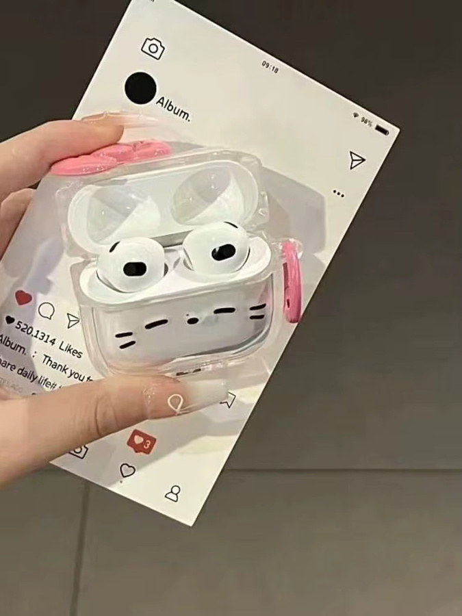 Anti-Fall Sleepy Cat Kopfhörerhülle für Apple AirPods 4, 3, 2, 1 und Pro/Pro 2, transparent, staubdicht und stoßfest - Bild 4