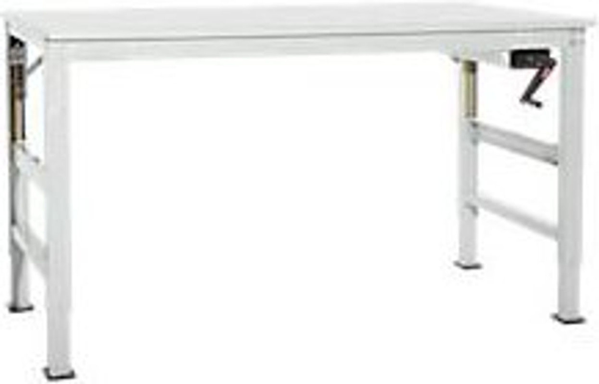 Manuflex Arbeitstisch Ergo K mit Kurbel, höhenverstellbar, Kunststoffplatte, Lichtgrau, B: 175 cm, T: 80 cm, H: 45 cm bis 125 cm - Bild 2