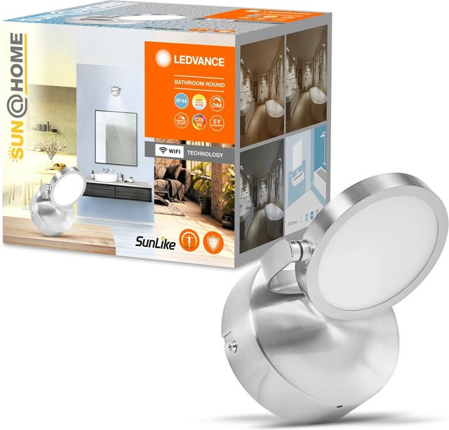 Ledvance Sun@Home Smart+ LED Badezimmerleuchte Silber, dimmbar, WLAN, Durchmesser: 11 cm - Bild 1