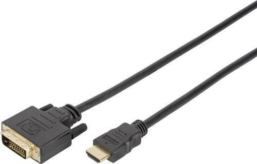 Digitus HDMI auf DVI-D Adapterkabel Schwarz, Länge: 2,00 m, vergoldete Steckkontakte - Bild 1