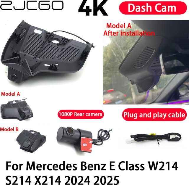 ZJCGO 4K Dash Cam Videorecorder mit Nachtsicht Plug and Play für Mercedes Benz E-Klasse W214 S214 X214 2024 2025, Schwarz - Bild 1
