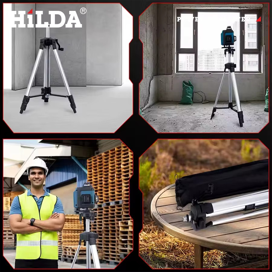 Hilda Laser-Nivellierstativ aus Aluminium in Silber, professionelles Stativ für Laser-Nivelliergeräte, Höhe: 120 cm - Bild 5