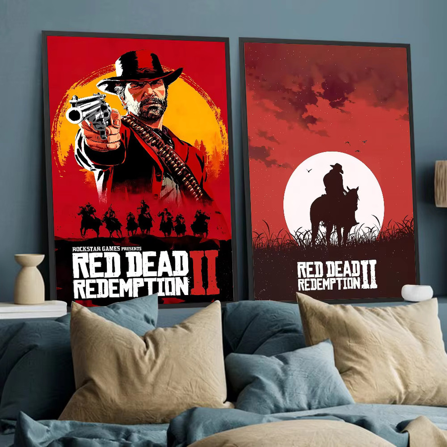 Red Dead Redemption 2 Wandaufkleber und Poster aus wasserfestem Papier in Rot - Bild 3