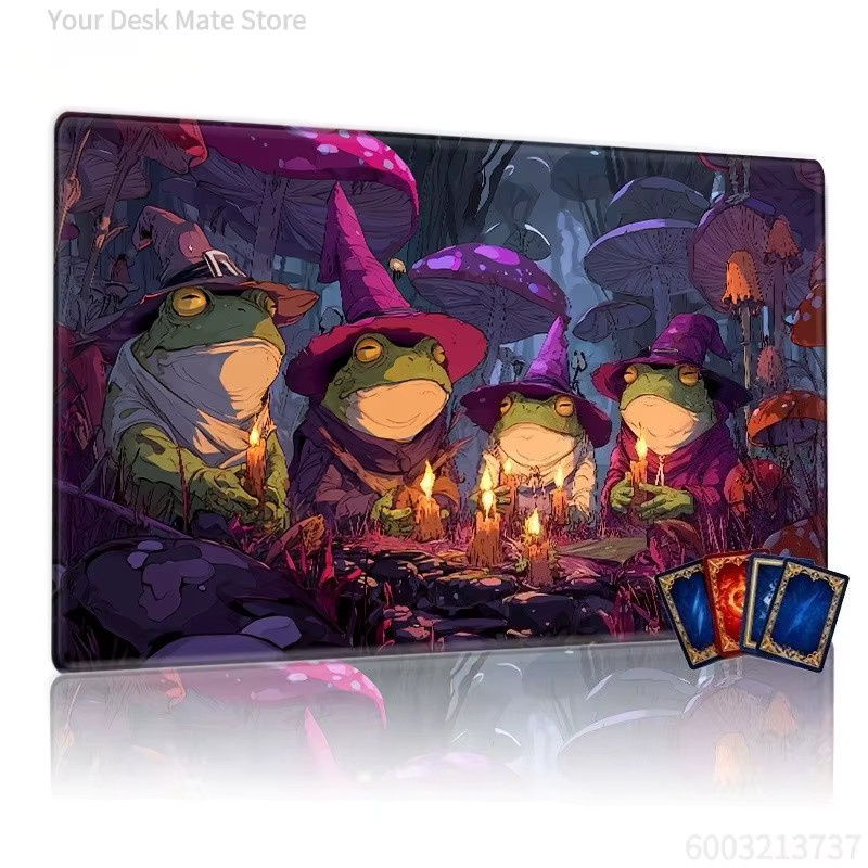 Magische Spielmatte mit Fantasy-Frosch-Muster aus langlebigem Gummi für MTG und TCG, B/T: 60 x 35 cm, Multicolour - Bild 2