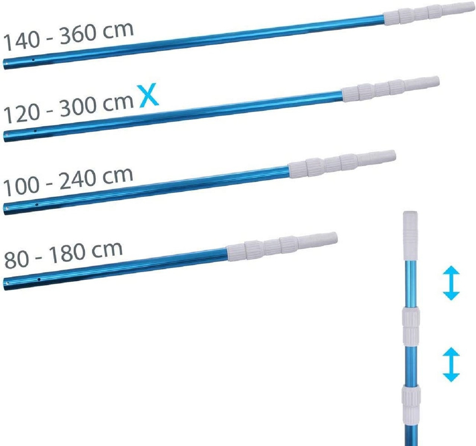 Blueborn Poolstange PPS-3x100 Teleskopstange aus Aluminium zur Poolreinigung, 3-teilig, Länge: 120 - 300 cm - Bild 1