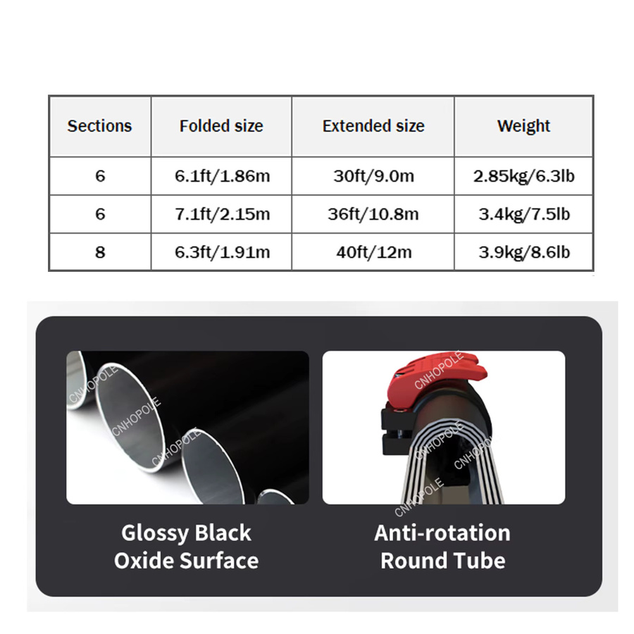 CNHOPOLE Teleskop-Verlängerungsstange aus Aluminium in Rot und Schwarz für Reinigung, Farbroller und Pool - Bild 3