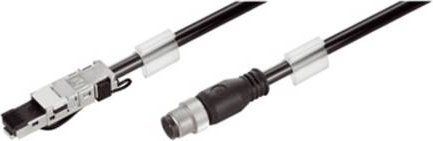 Weidmüller Sensor-/Aktor-Datensteckverbinder M12 Stecker gerade, konfektioniert, Schwarz - Bild 1