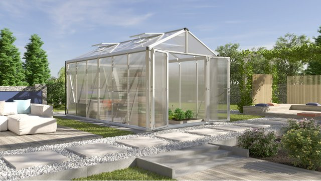 Vitavia Gewächshaus Zeus Comfort 11900 mit Satteldach aus Aluminium Eloxiert und Polycarbonat, 11,9 m² - Bild 1