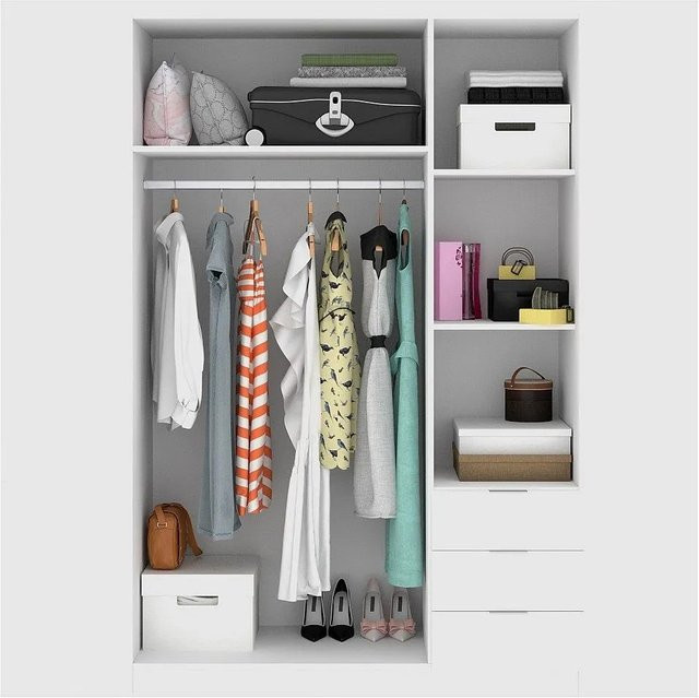 Vente-unique Kleiderschrank Listowel Weiß mit integrierten Schubladen, Breite: 121 cm - Bild 1