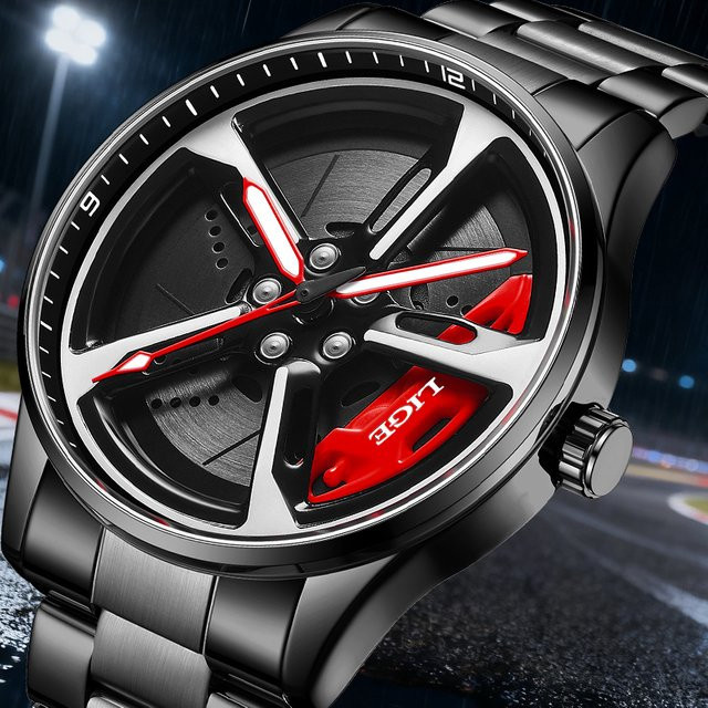 LIGE Armbanduhr Quarz, Edelstahl, Schwarz, Herren - Bild 1