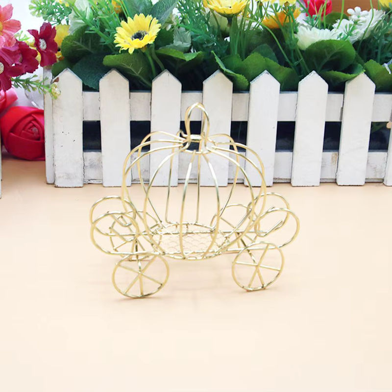 Goldene Aschenputtel Kürbis Kutsche als Süßigkeitenhalter aus Metall für Hochzeit, Halloween und Weihnachten - Bild 3