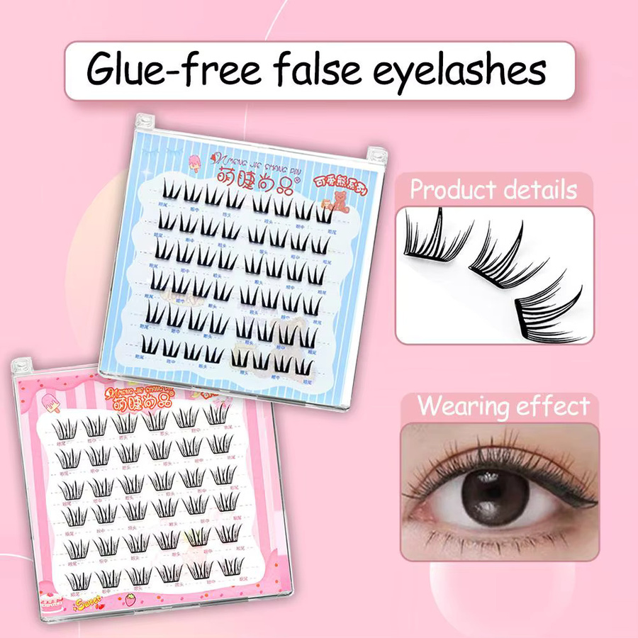 Natürliche falsche Wimpern, segmentierte Locken, Unisex - Bild 3