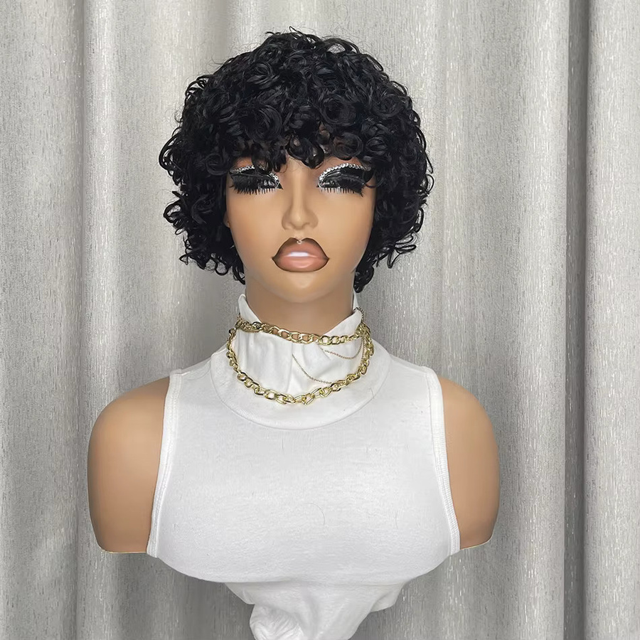 OYM HAIR Afro-Echthaar-Perücke, kurze Pixie-Schnitt-Perücke, Damen - Bild 4