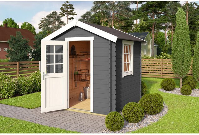 Lasita Gartenhaus Wels 1 aus Fichtenholz mit Satteldach in Carbongrau - Bild 1