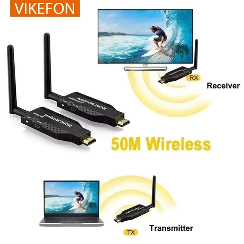 VIKEFON Kabelloser HDMI Audio-Video-Sender-Empfänger-Extender 1080p Full HD in Schwarz für Laptop, PC, PS4 und Projektor - Bild 3