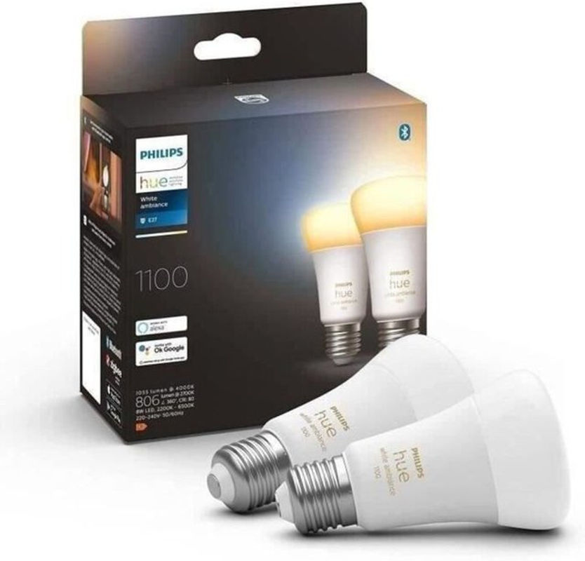 Philips Hue White Ambiance E27 LED-Leuchtmittel 2er-Set dimmbar mit Bluetooth und Hue System Unterstützung - Bild 2