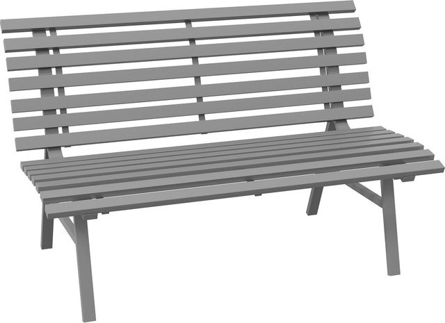Outsunny Gartenbank aus Aluminium mit Rückenlehne für Garten, Balkon und Terrasse, Grau, B: 123 cm, T: 67 cm, H: 79 cm - Bild 1