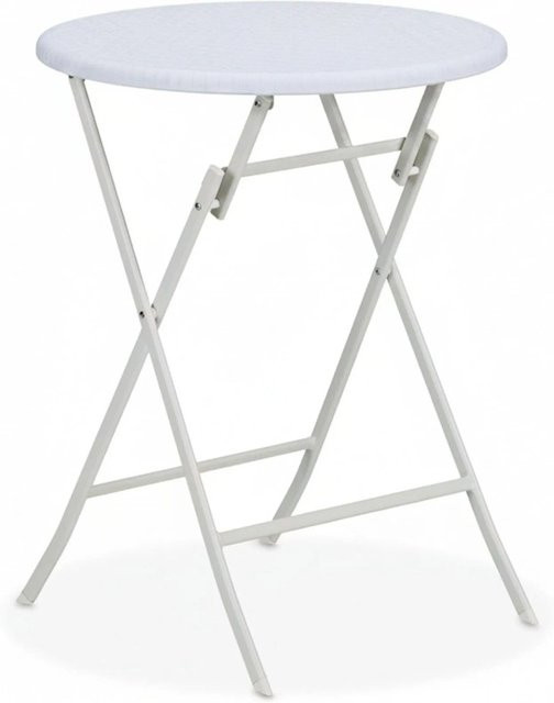 Relaxdays Gartentisch in Rattanoptik aus Kunststoff und Stahl, weiß, klappbar, B: 75 cm, T: 60 cm - Bild 1