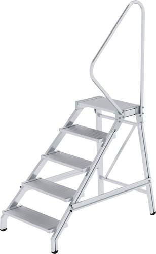 MUNK Günzburger Steigtechnik Aluminium-Montagetritt mit Handlauf, 5 Stufen, Farbe: Silber, maximale Arbeitshöhe: 3 m - Bild 1