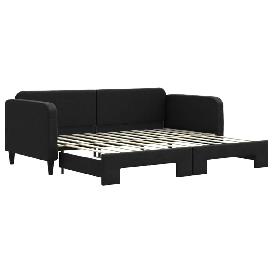 vidaXL Ausziehbares Tagesbett in Schwarz mit Stoffbezug, B/T/H: 90 x 200 cm - Bild 2