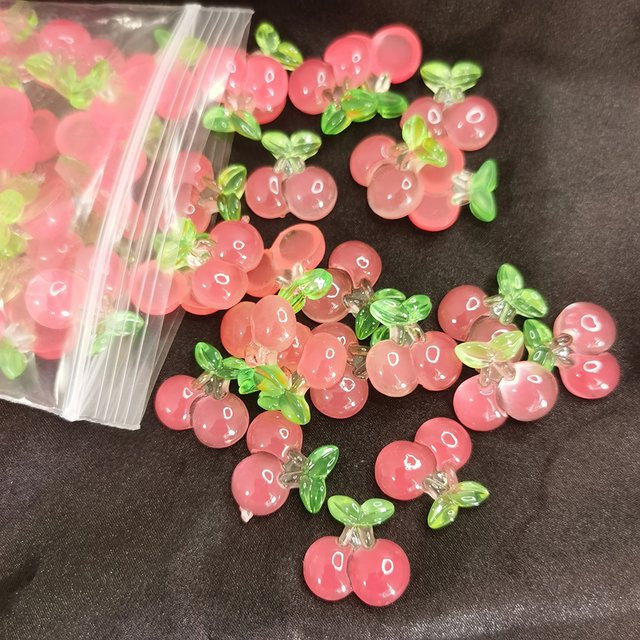 felaxuu Kirsche Nagel Charms, 20 Stück, Harz, rosa/rot, 20–25 mm - Bild 1