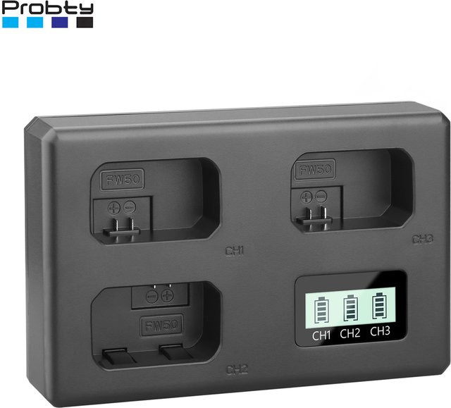 Sony NP-FW50 3-Slot-Batterieladegerät in Schwarz für Alpha ZV-E10 A6400 A6500 A6300 A6000 A7 Serie - Bild 1