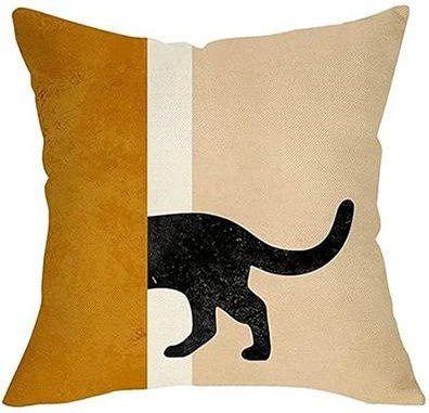 JMG Clothing Kissenbezug mit abstraktem Katzen- und Pflanzenmotiv im Sonnenuntergang, minimalistisches Design für dein Sofa, B/B/H: 50 x 50 x 0 cm - Bild 1