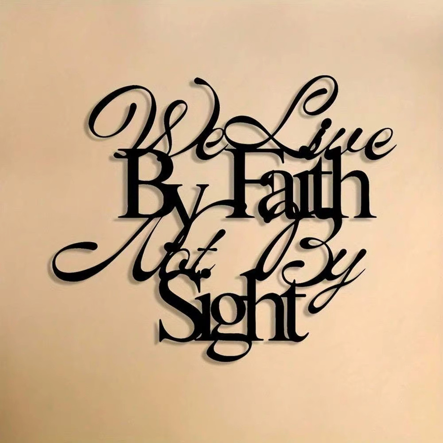CIFBUY Christliche Metallwandkunst We Live By Faith Not By Sight Wandskulptur in Schwarz - Bild 2