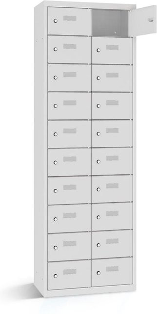 rotstahl Wertfachschrank mit 20 Fächern und Scharniertüren in Hellgrau, B/T/H: 60 x 30 x 180 cm - Bild 1