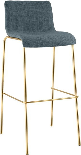 DELUKE Barhocker TENAR mit Lehne aus Stoff in Blau und Gold, B/T/H: 43 x 48 x 100 cm - Bild 1