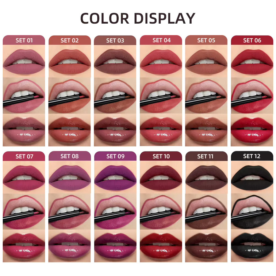QiBest Lippenstift Set, 3 Stück, Matt, Flüssigkeit, Nude - Bild 2